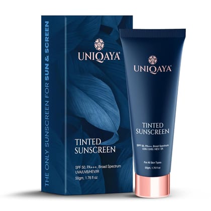 Uniqaya Tinted Sunscreen Spf 50 PA+++|Tinted for Men & Women Sunscreen for Oily Skin & Dry Skin |Blue Light Protection No White Cast, Lightweight (Dark)
