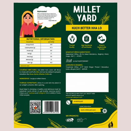 Millet Yard Jowar Idli Rawa - 500gm Millet Yard Jowar Idli Rawa - 500gm
