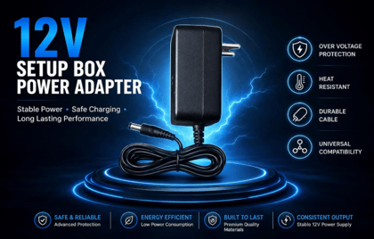 12V Setup Box Power Adapter | Stable Power Supply Charger Compatible with TV Setup Box, WiFi Router, CCTV Camera & LED Lights | Durable Cable & Shock Resistant Design