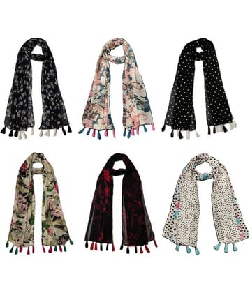 stolevilla Multi Printed Poly Cotton Yarn Stoles ( Pack of 6 )