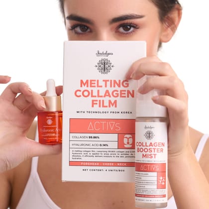 HYDRATION COMBO: Melting Collagen Film Sheet Mask (4 Units) + Collagen Booster Mist + Five Molecular Complex Hyaluronic Acid