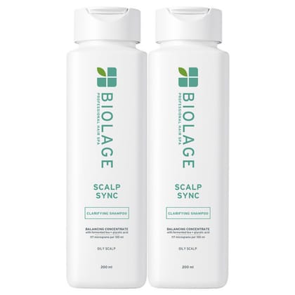 Matrix Biolage Scalp Sync Clarifying Shampoo For 72Hr Soothed & Hydrated Scalp With Glycolic Acid (200ml each) Pack of 2