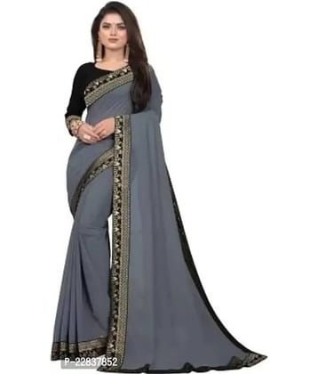Gullak Art Silk Dyed Saree With Unstitched Blouse Piece ( Grey )