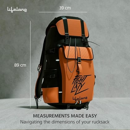 Lifelong 80 Ltr Travel Backpack - Rucksack Bags For Men & Women's - Trekking Bag Laptop Compartment - Tourist Bag For Travel (Orange)