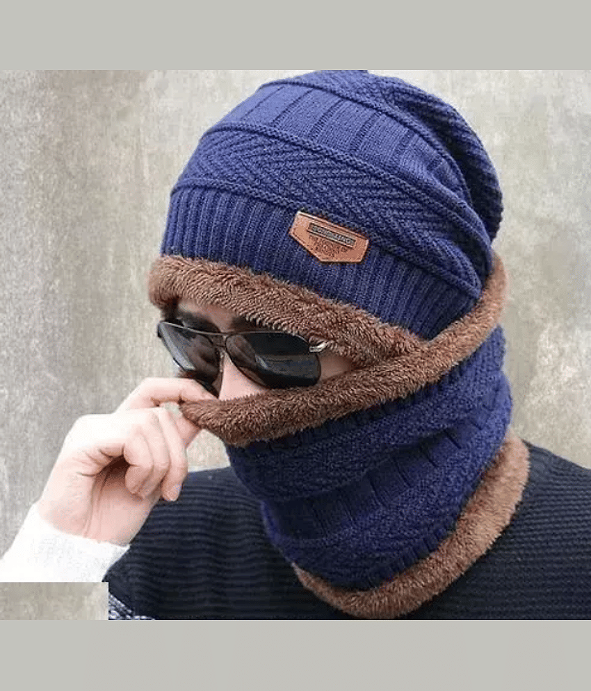 Infispace Blue Cotton Men's Cap ( Pack of 1 )