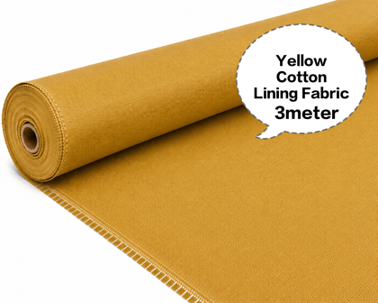 Yellow Cotton Lining Fabric, Yellow Cotton Inner Fabric, Yellow Cotton Astar Fabric, Yellow Cotton Lining Cloth, Yellow Cotton Garment Lining 3meter 