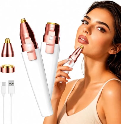 2 in 1 Eyebrow Epilator & Facial Hair Remover For Women,Lip Shaver for Face, Hands, Underarms, Legs and Bikini