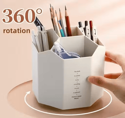 360° Rotating Plastic Pen Holder & Pencil Stand – Cute Desk Organizer for Study Table, Kids & Office Workspace 360° Rotating Plastic Pen Holder & Pencil Stand – Cute Desk Organizer for Study Table, Kids & Office Workspace