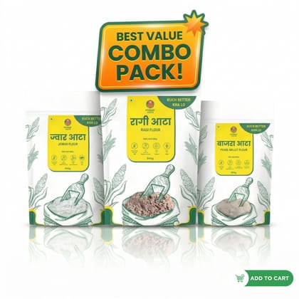 Daily Essential Combo – Jowar Atta, Ragi Atta & Bajra Aata (500g each) Daily Essential Combo – Jowar Atta, Ragi Atta & Bajra Aata (500g each)