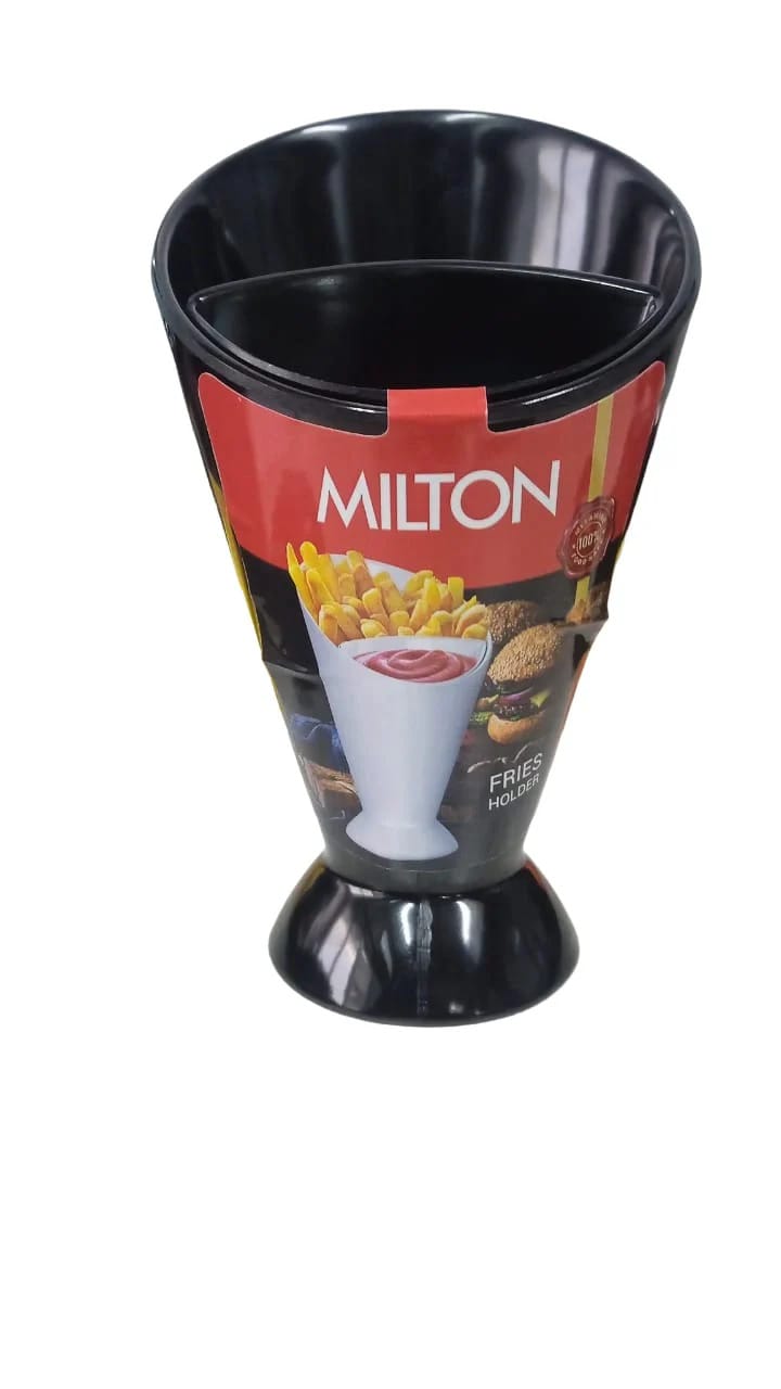 Milton Melamine Fries Shelf Holder Assorted Sauce Chips Dip Snack Cone Stand Plastic Dip Cup Two Cup-mouth Tableware Tray Container Kitchen Tool