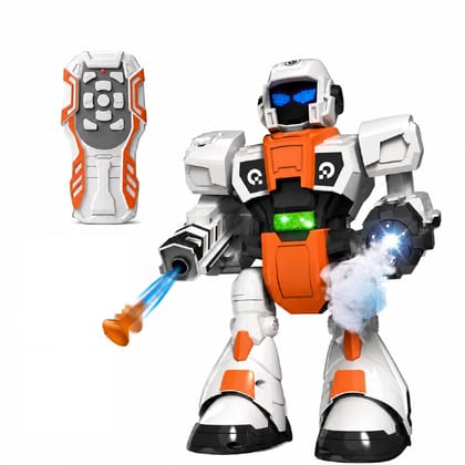 KTRS Enterprise Remote Control Intelligent Robot Toy with Spray Mist, Light, Music & Soft Bullet Shooting | Rechargeable RC Robot for Kids