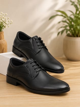 Men's Black Laced Formal Derby Shoes with Side Panels Men's Black Laced Formal Derby Shoes with Side Panels