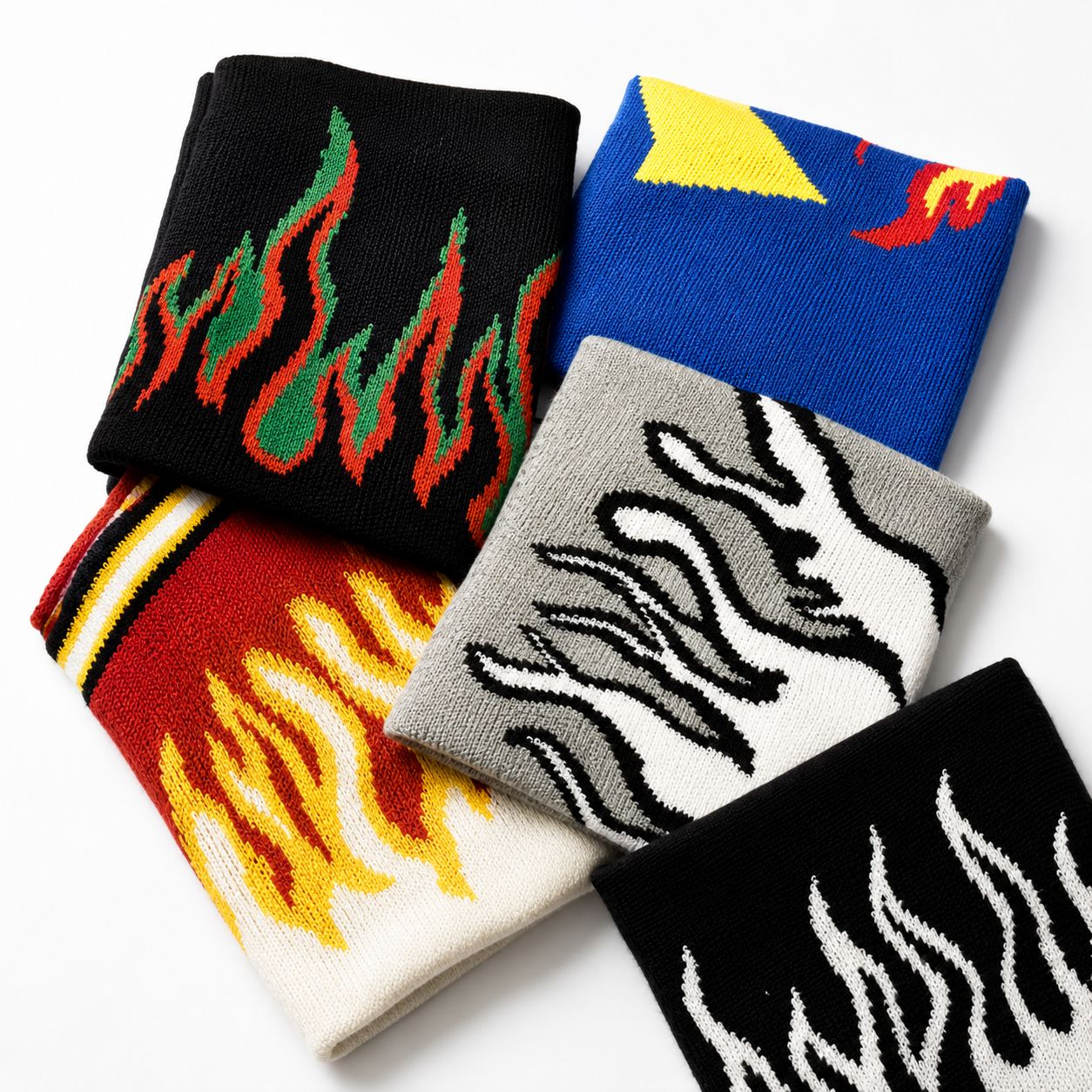 5-Pack Multi-Color Flame Knit Ankle Socks