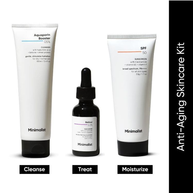Minimalist Anti Aging Solution (100gm+30ml+50gm) Pack of 3