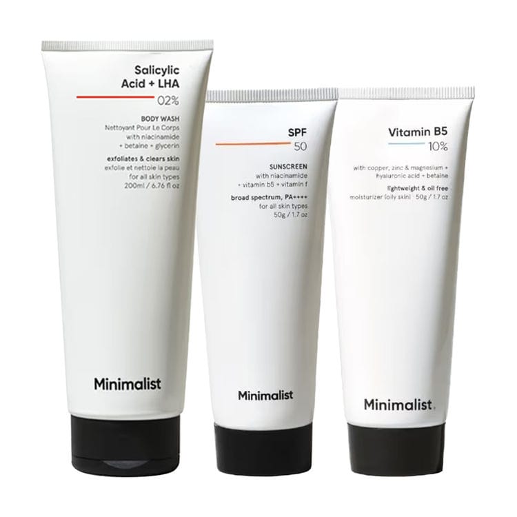 Minimalist Bestseller SPF 50, Moisturizer & Body Wash Combo(200ml+50g+50g) Pack of 3