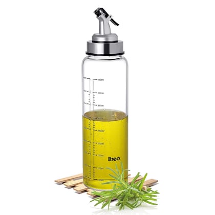 Treo By Milton Glide Oil Dispenser For Kitchen | Leak-Proof & BPA-Free | Food-Safe High Borosilicate Glass | Non-Porous with Capacity Indicator | Durable & Stylish Kitchen Accessory , 500ml
