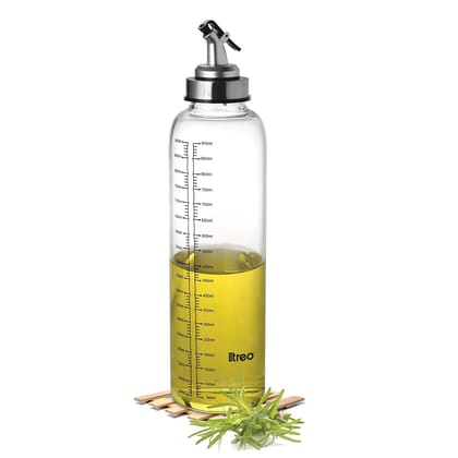 Treo By Milton Glide Oil Dispenser For Kitchen | Leak-Proof & BPA-Free | Food-Safe High Borosilicate Glass | Non-Porous with Capacity Indicator | Durable & Stylish Kitchen Accessory, 1000 ml