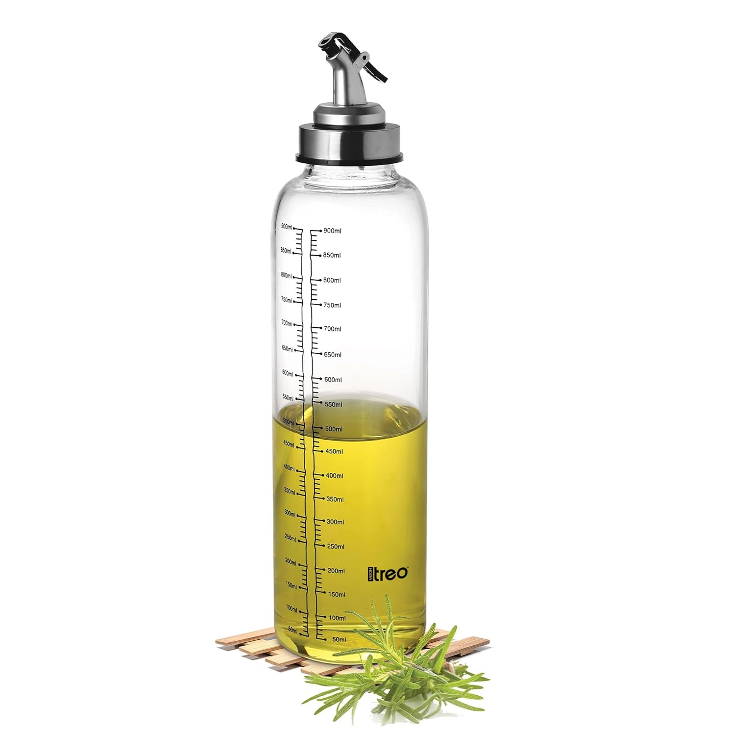 Treo By Milton Glide Oil Dispenser For Kitchen | Leak-Proof & BPA-Free | Food-Safe High Borosilicate Glass | Non-Porous with Capacity Indicator | Durable & Stylish Kitchen Accessory, 1000 ml