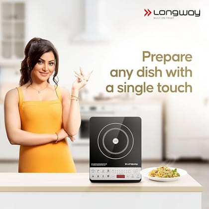 Longway Cookpro IC 2000 Watt Induction Cooktop with Auto Shut-Off & Over-Heat Protection With 8 Cooking Mode & BIS Approved (Black, Push Button)