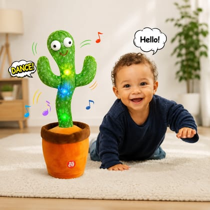 Interactive Dancing and Singing Cactus Toy for Kids - 120 English Songs & Glowing Lights
