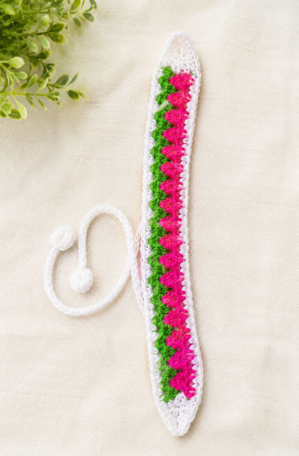 Handmade Crochet Zigzag Bobble Bookmark