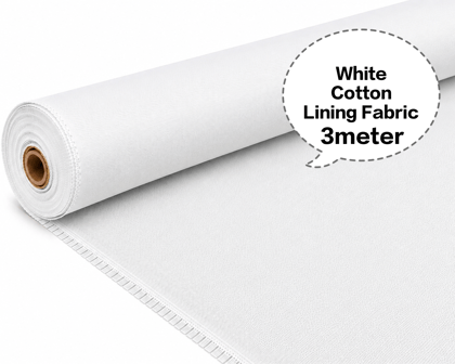 White Cotton Lining Fabric, White Cotton Inner Fabric, White Cotton Astar Fabric, White Cotton Lining Cloth, White Cotton Garment Lining  3meter 