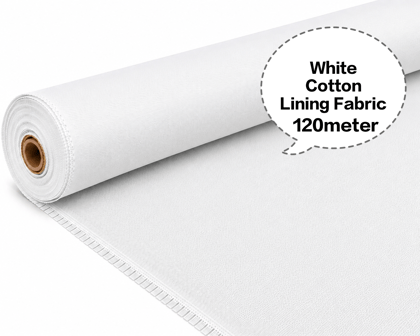 White Cotton Lining Fabric, White Cotton Inner Fabric, White Cotton Astar Fabric, White Cotton Lining Cloth, White Cotton Garment Lining  120meter