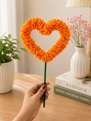 Handmade Heart-Shaped Pom Pom Flower Stick