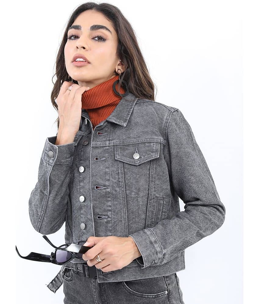 Ketch Women Denim Jacket ( Grey )