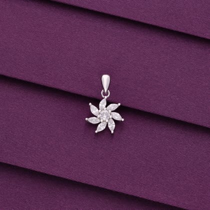 Zircon Swirl Silver Pendant-White Stone / Silver