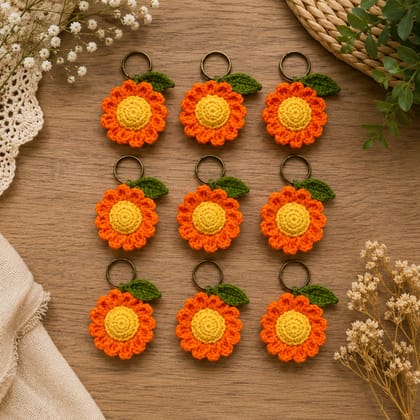 Handmade Crochet Sunflower Keychain