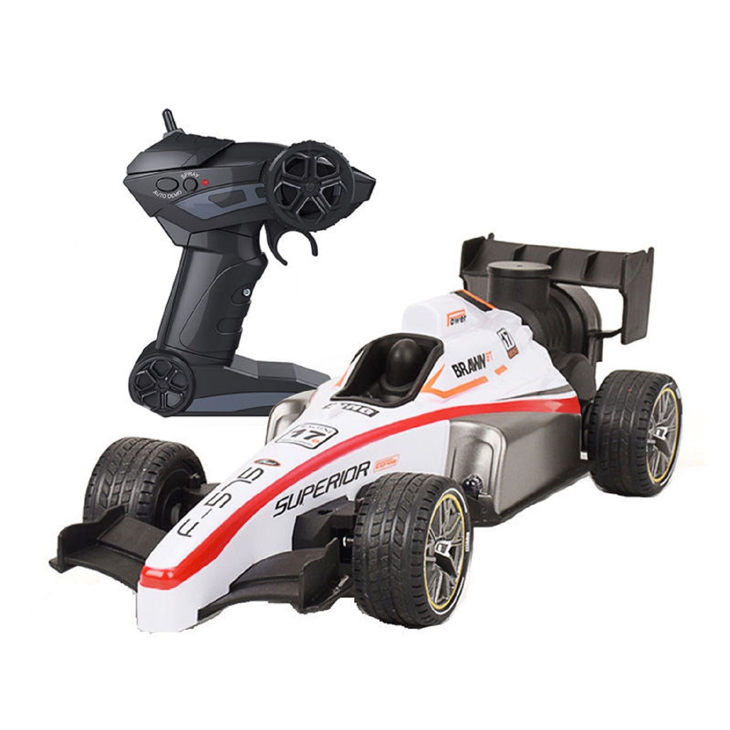 KTRS Enterprise RC Formula Racing Car with Spray Smoke Effect, LED Lights, 2.4GHz Remote Control, Rechargeable Battery, High-Speed Drift Racing Toy Car for Kids (White)