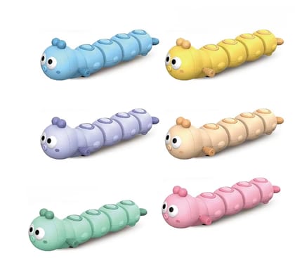 KTRS Enterprise 6 Pic Colors Wind-Up Caterpillar Toy for Kids | Cute Walking Inchworm Toy | No Battery Required | Educational & Sensory Toy | Multicolor
