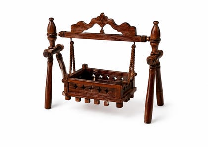 Handcarved Wooden Palana with Brass Bells