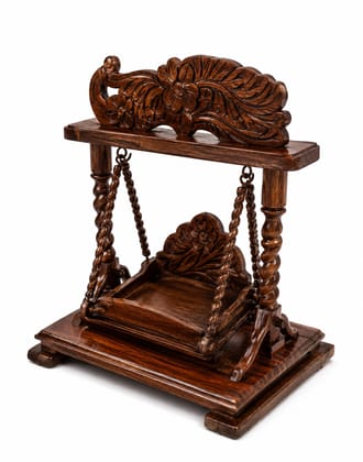 Peacock Carved Wooden Laddu Gopal Jhula
