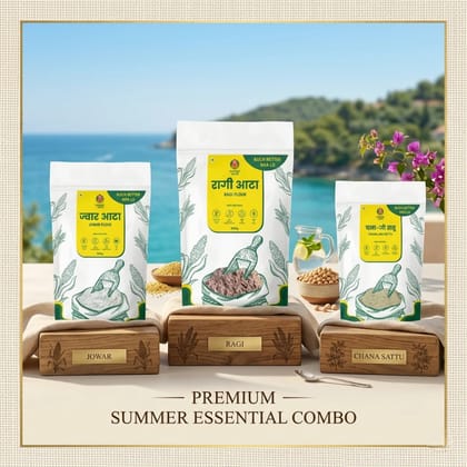 Summer Essential Combo – Jowar Atta , Ragi Atta & Chana Jau Sattu (500g each)
