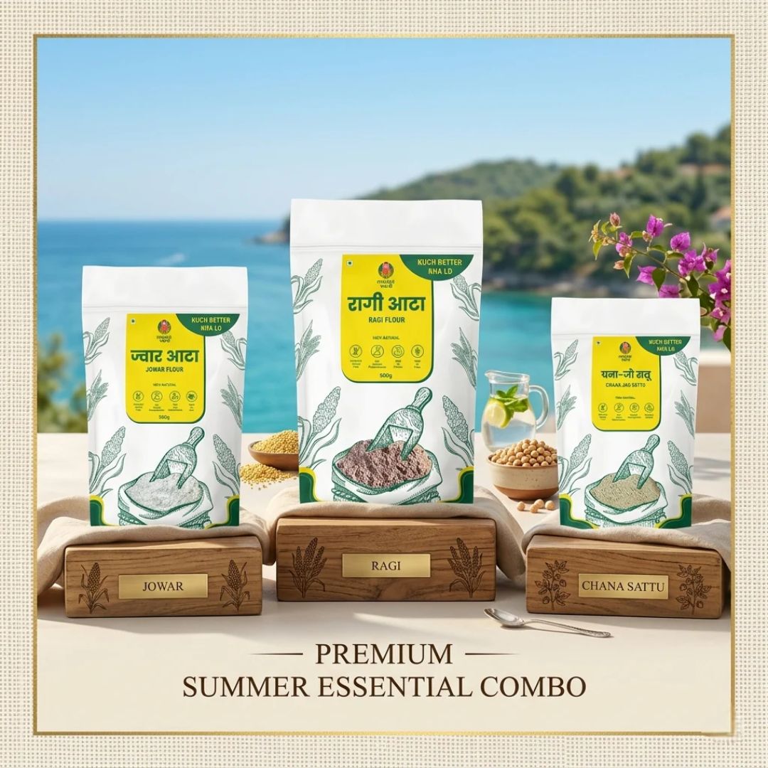 Summer Essential Combo – Jowar Atta , Ragi Atta & Chana Jau Sattu (500g each)