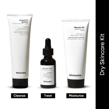 Minimalist Dry Skincare Kit (100ml+30ml+50g) Pack of 3