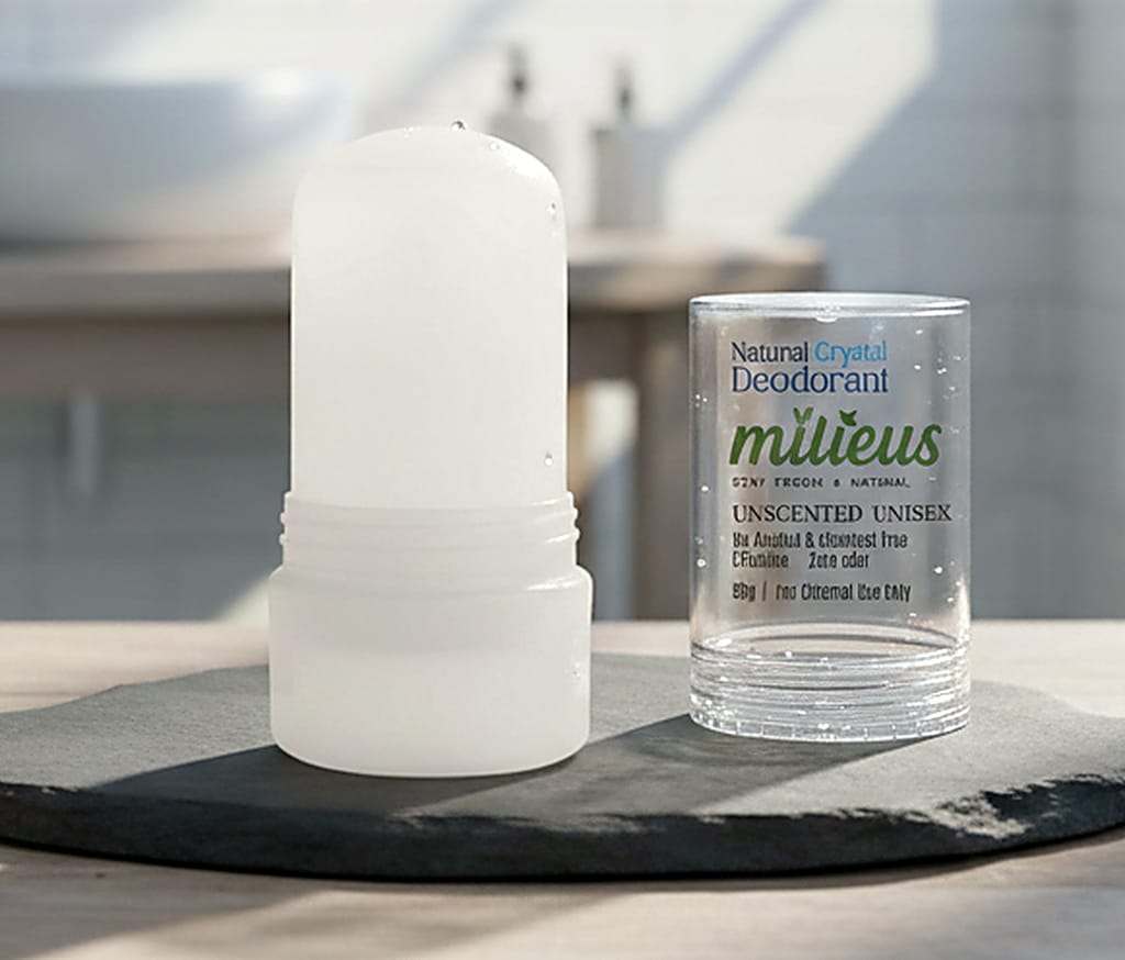 milieus Natural Crystal Deodorant ROLL-ON | Unisex | Odour Control |100% pure mineral salt