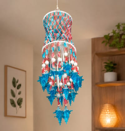 Handmade Acrylic Bead Jhummar Hanging Decor - Pink and Blue 