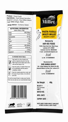 Aarvee Millet Fusilli & Penne Pasta ( Pack of 2,800g)