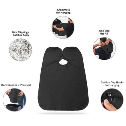 DHRUVINSRI Beard Grooming Apron – Black Hair Clippings Catcher Bib for a Neat and Clean Shaving Experience