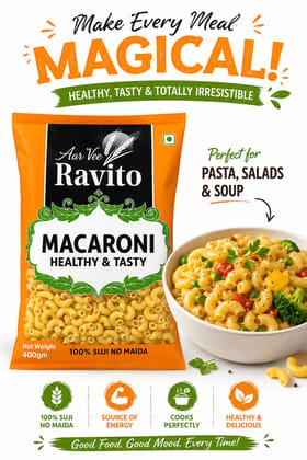 Aarvee Ravito Macaroni & Penne Pasta (Pack of 2, 800g)