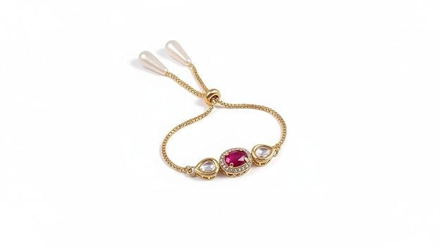 Elegant Traditional Gold Plated/Rakhi Combo Of 1 Piece for Men and Women/brother/sister/bhabhi Kundan Stone combo set (Same as Shown In Image)