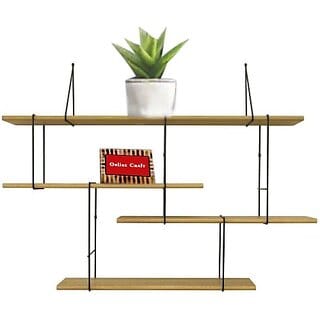 Onlinecrafts Wooden Wall Shelf ( Wood , Iron 4 Shelf ) Wooden Wall Shelf (Number Of Shelves - 4, Black, Brown) Onlinecrafts Wooden Wall Shelf ( Wood , Iron 4 Shelf ) Wooden Wall Shelf (Number Of Shelves - 4, Black, Brown)
