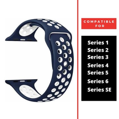 Blue White Dotted Silicone Strap For Apple Watch Series 8 (42mm/44mm/45mm/46mm/49mm)