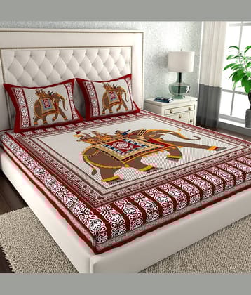 Cosito Cotton 1 Double Bedsheet with 2 Pillow Covers ( Red )