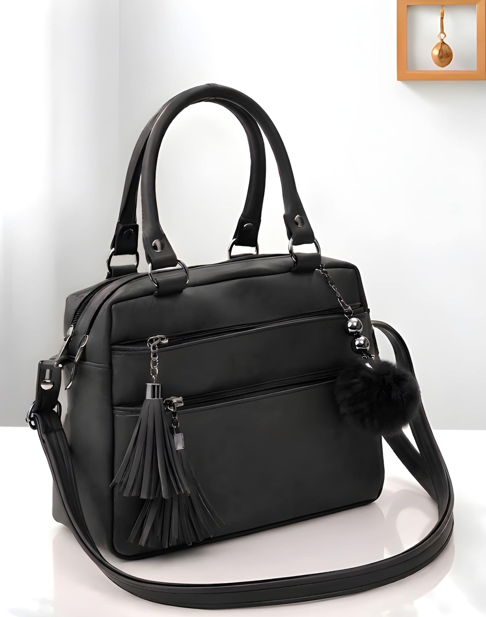 Stylish Women's PU Leather Handbag with Adjustable Sling Belt & Decorative Scarf | Large Capacity Tote Bag for Everyday Use (Heavy Quality)