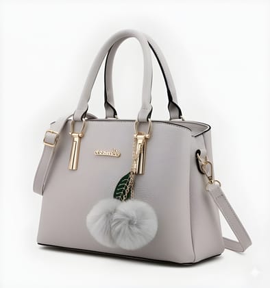 Women's Designer Tote Handbag with Pom Pom Charm, Scarf & Detachable Sling | Premium Shoulder Bag for Daily Use (Heavy Quality)
