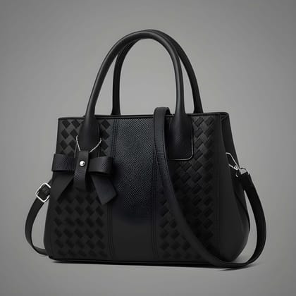 Women's Elegant PU Leather Carry Handbag with Decorative Scarf & Pom Pom | Stylish Tote Shoulder Purse (Heavy Quality)